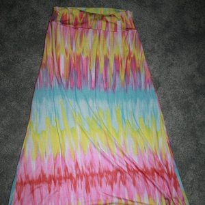 tie dye rainbow Maxi skirt Sz L by&by girl